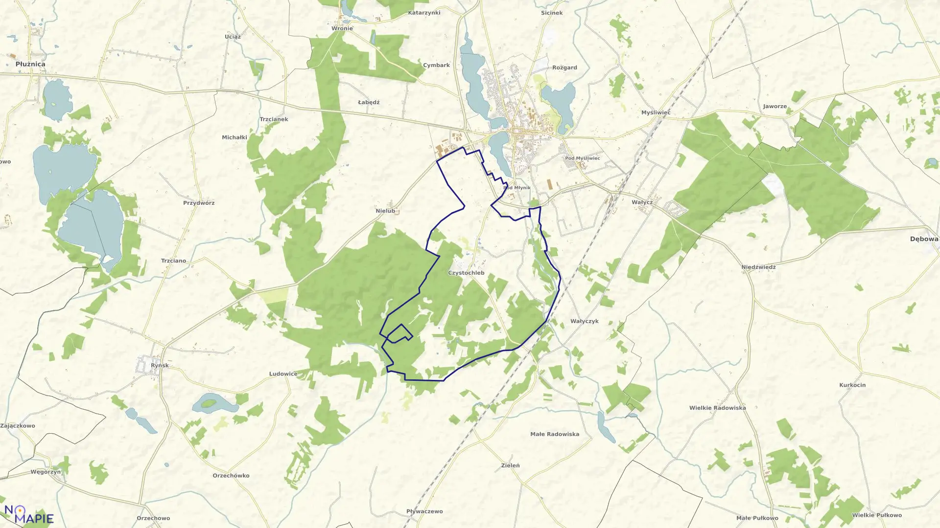 Mapa obrębu Czystochleb w gminie Wąbrzeźno